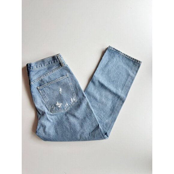 AGOLDE 90's Fall Out Light Wash Mid Rise Ripped Straight Leg Jeans, Size 29 - Picture 4 of 13